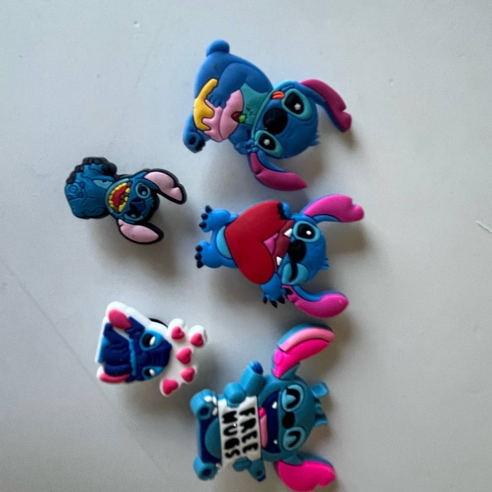 Disney Blue Stitch Shoe Charms with Pink Accents